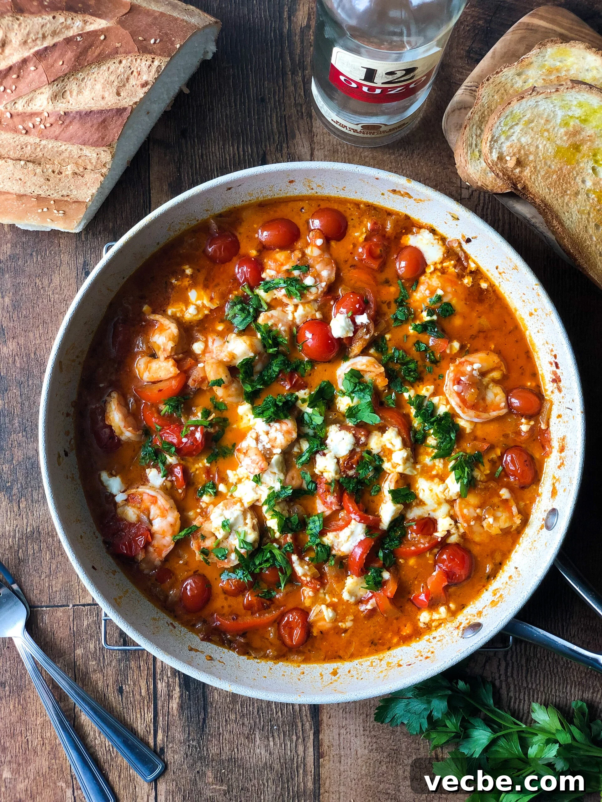 Greek Shrimp Saganaki with Tomato and Feta 7 Shrimp saganaki