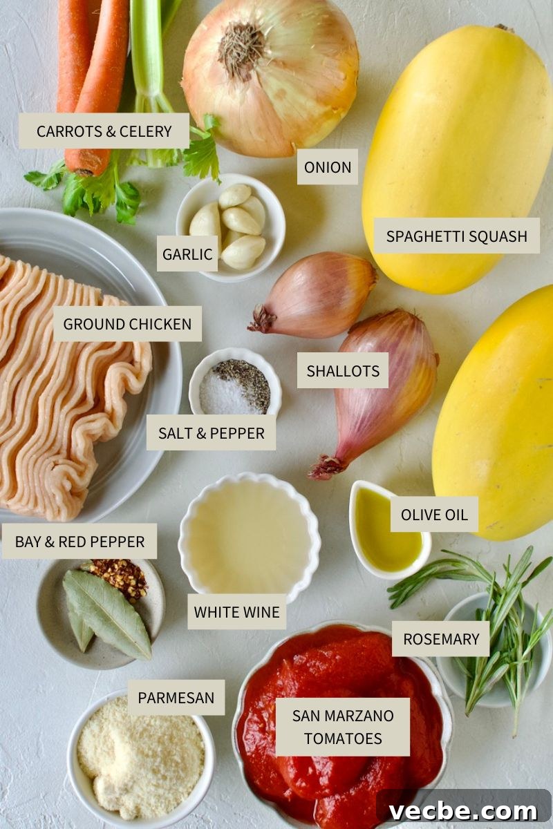 Chicken Ragu with Spaghetti Squash Nests Recipe 3 Ingredients needed to make Chicken Ragu.