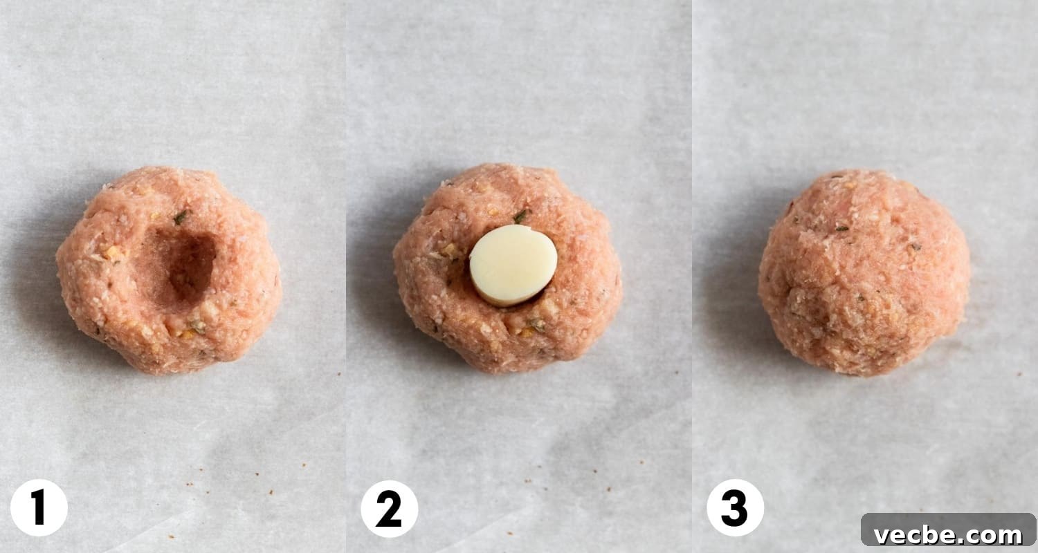 Mozzarella Stuffed Turkey Meatballs Recipe 4 Steps to make meatballs.