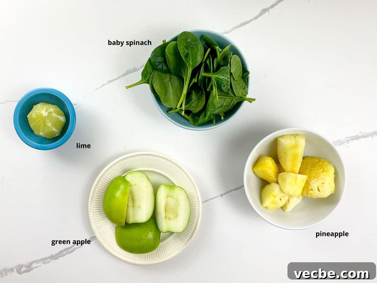 Fresh Spinach Juice Recipe for Energy and Detox 3 ingredients in bowls