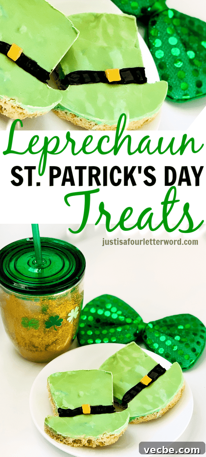 Here's a fun way to make marshmallow cereal treats. Cute leprechaun hat St. Patrick's Day treats for kids are great for a school snack or to enjoy at home. Leprechaun Hat Cereal Bars