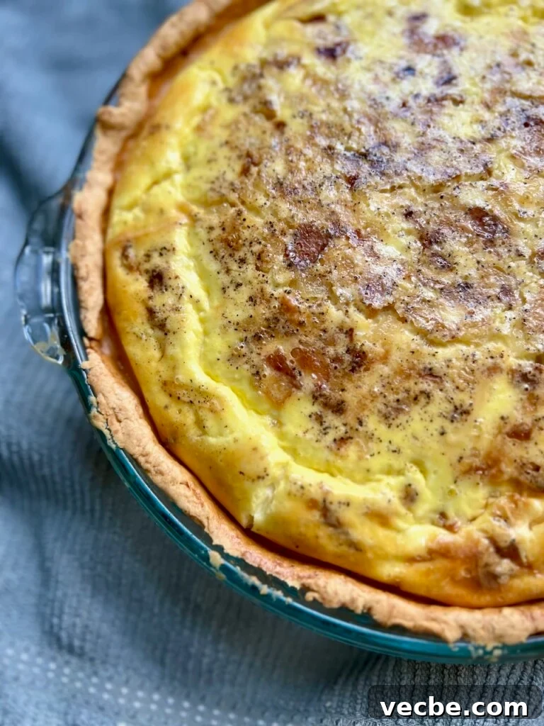 Rustic Sourdough Quiche with Creamy Egg Filling 12 Quiche slice on plate