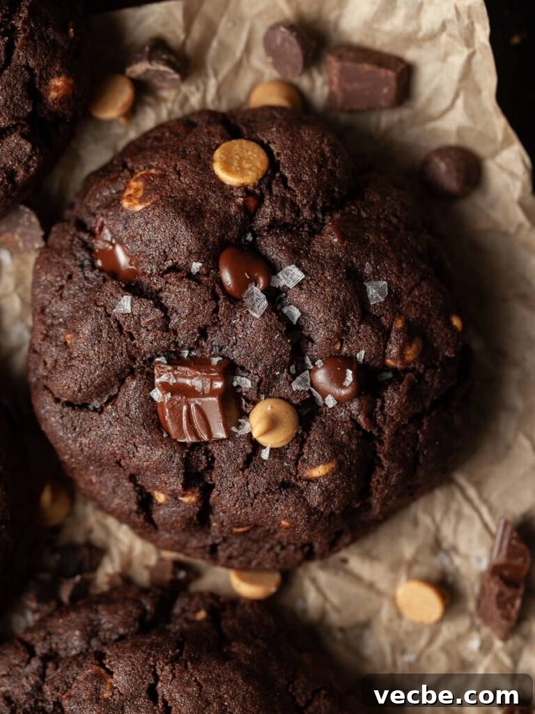 Gluten-Free Levain-Style Double Chocolate Chip Cookies Recipe 2 Gluten Free Levain Style Double Chocolate Chip Cookies with chocolate chip cookies, peanut butter chips and flaky sea salt