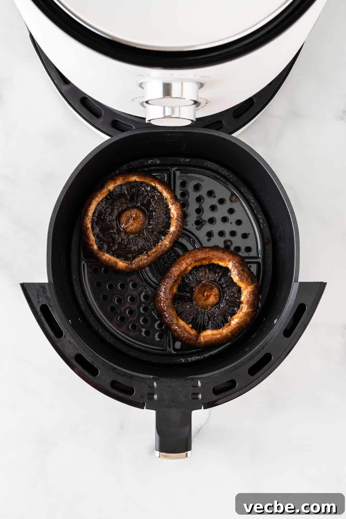 Crispy Air Fryer Portobello Mushrooms Recipe 7 air fried portobello mushrooms in the basket
