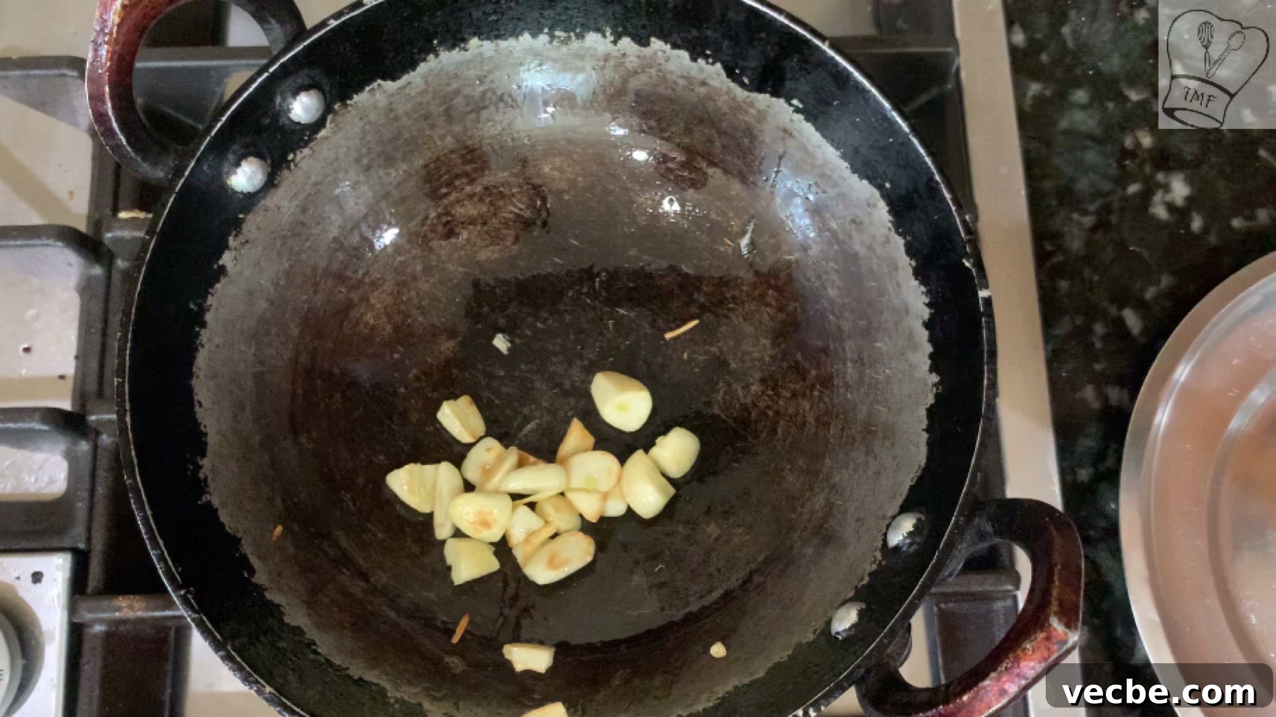Milagu Kuzhambu Recipe South Indian Pepper Curry 13 Roasting garlic