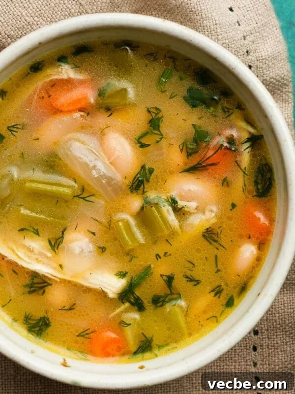 Yogurt-Marinated Grilled Chicken Skewers Recipe 9 Bowl of lemon white bean chicken soup with vegetables and herbs.