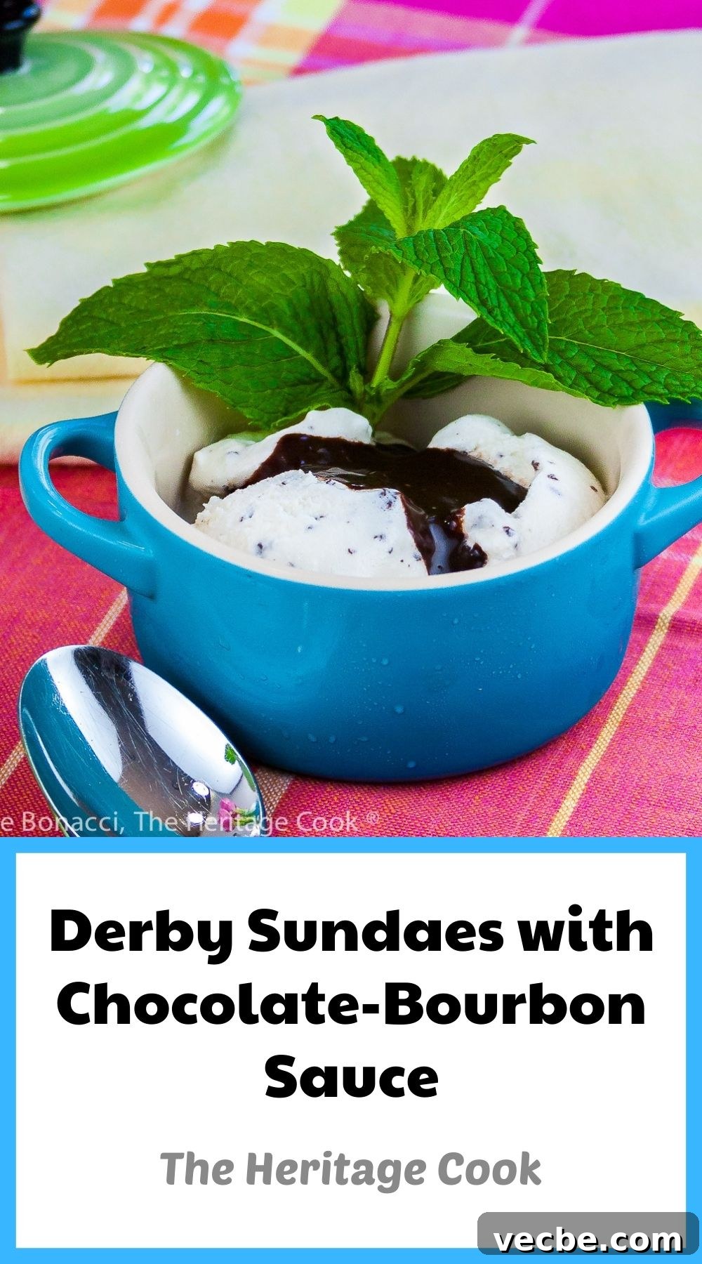 Kentucky Derby Ice Cream Sundaes with Chocolate Bourbon Syrup 10 Derby Sundaes with Chocolate Bourbon Sauce © 2022 Jane Bonacci, The Heritage Cook
