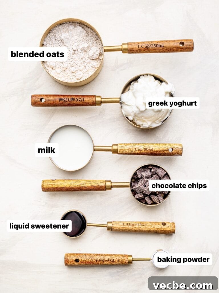 Baked Oats Without Banana Recipe for Breakfast 4 Baked oats without bananas ingredients.