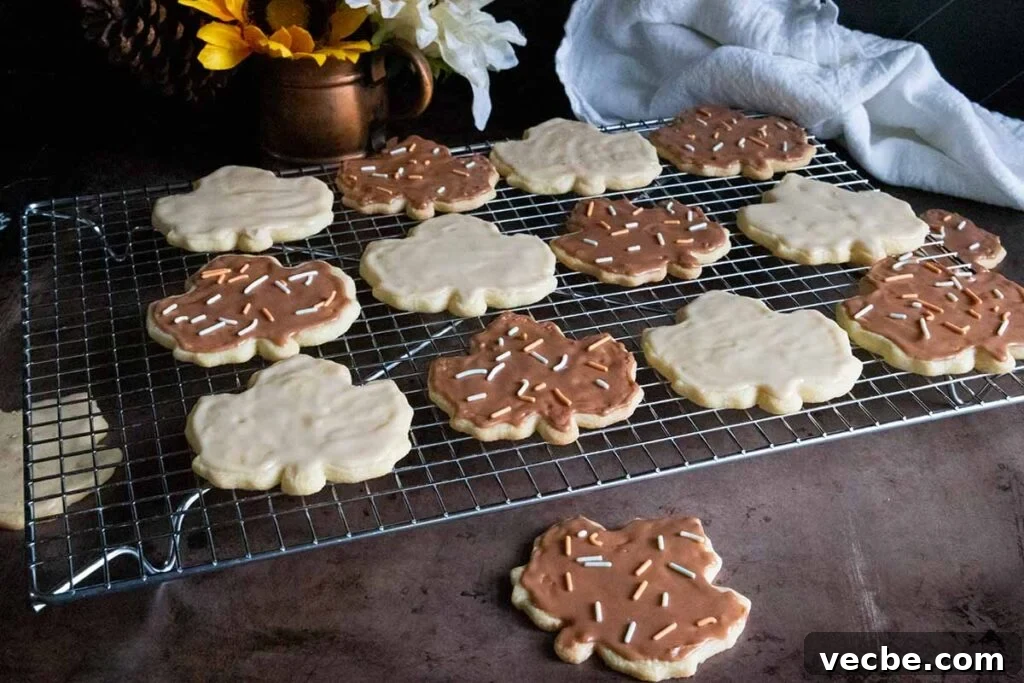 Maple Glazed Shortbread Cookies Recipe 5 cookies on a wire rack
