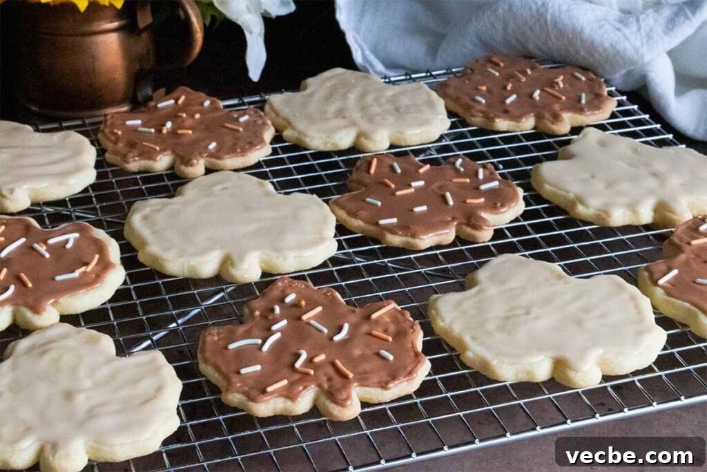 Maple Glazed Shortbread Cookies Recipe 6 maple glazed shortbread cookies on a wire rack