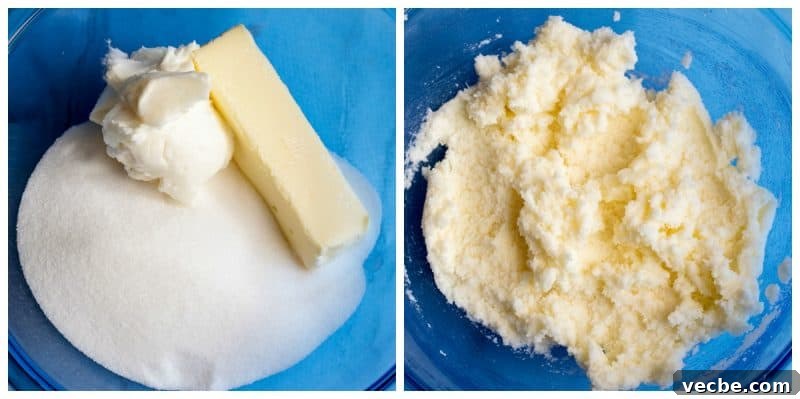 Italian Cream Cake Recipe with Pecan Cream Cheese Frosting 4 Butter, shortening, and sugar in a mixing bowl.