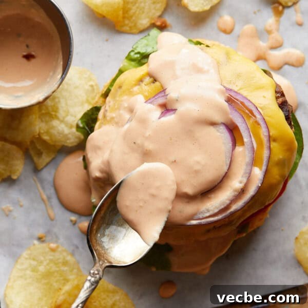 Blueberry Streusel Coffee Cake Recipe with Greek Yogurt 8 Gold spoon spreading burger sauce onto a burger.