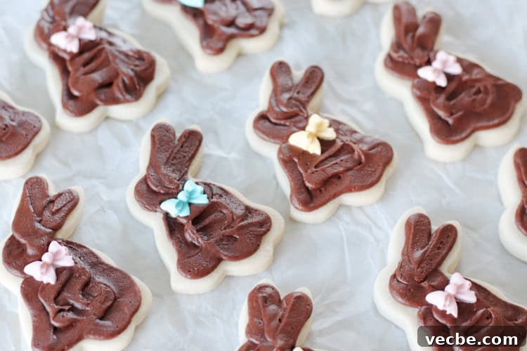 25 Irresistible Easter Dessert Recipes to Try 11 chocolate bunny cookies on parchment paper