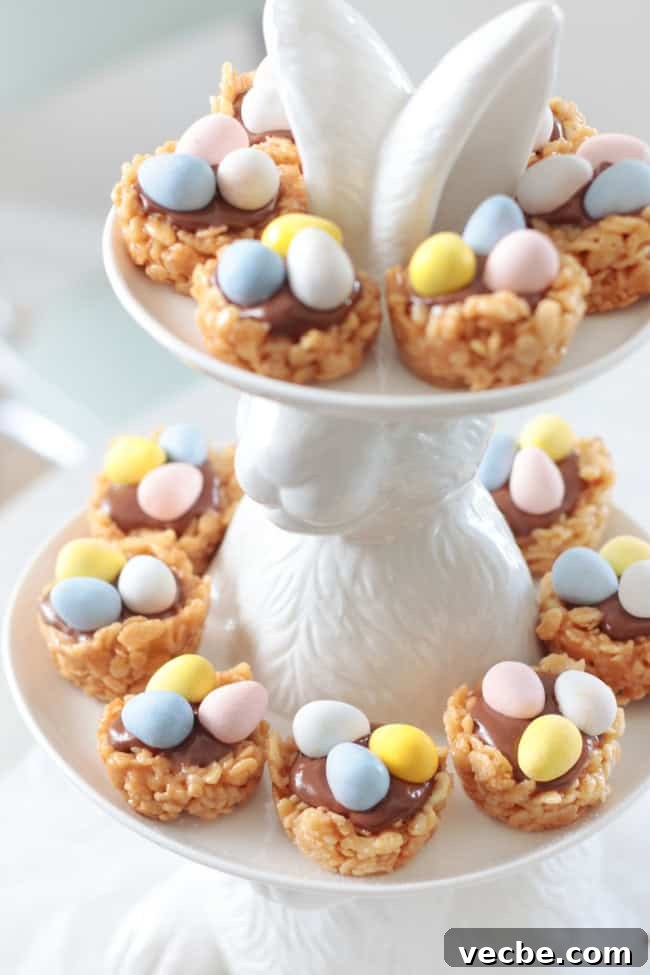 25 Irresistible Easter Dessert Recipes to Try 5 scotcheroo bird's nest treats on easter platter