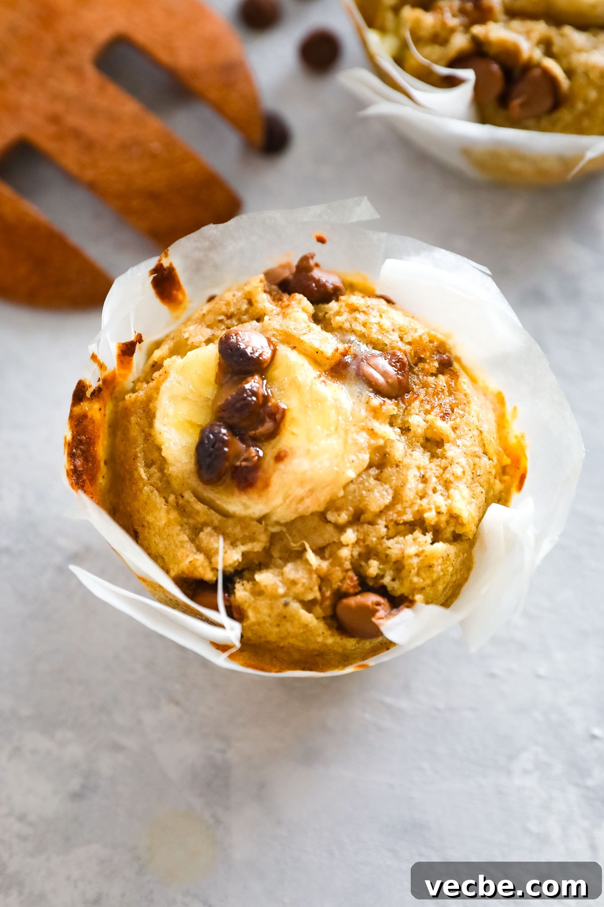 Moist Banana Oatmeal Muffins Recipe with Cinnamon 8 up close muffins shot