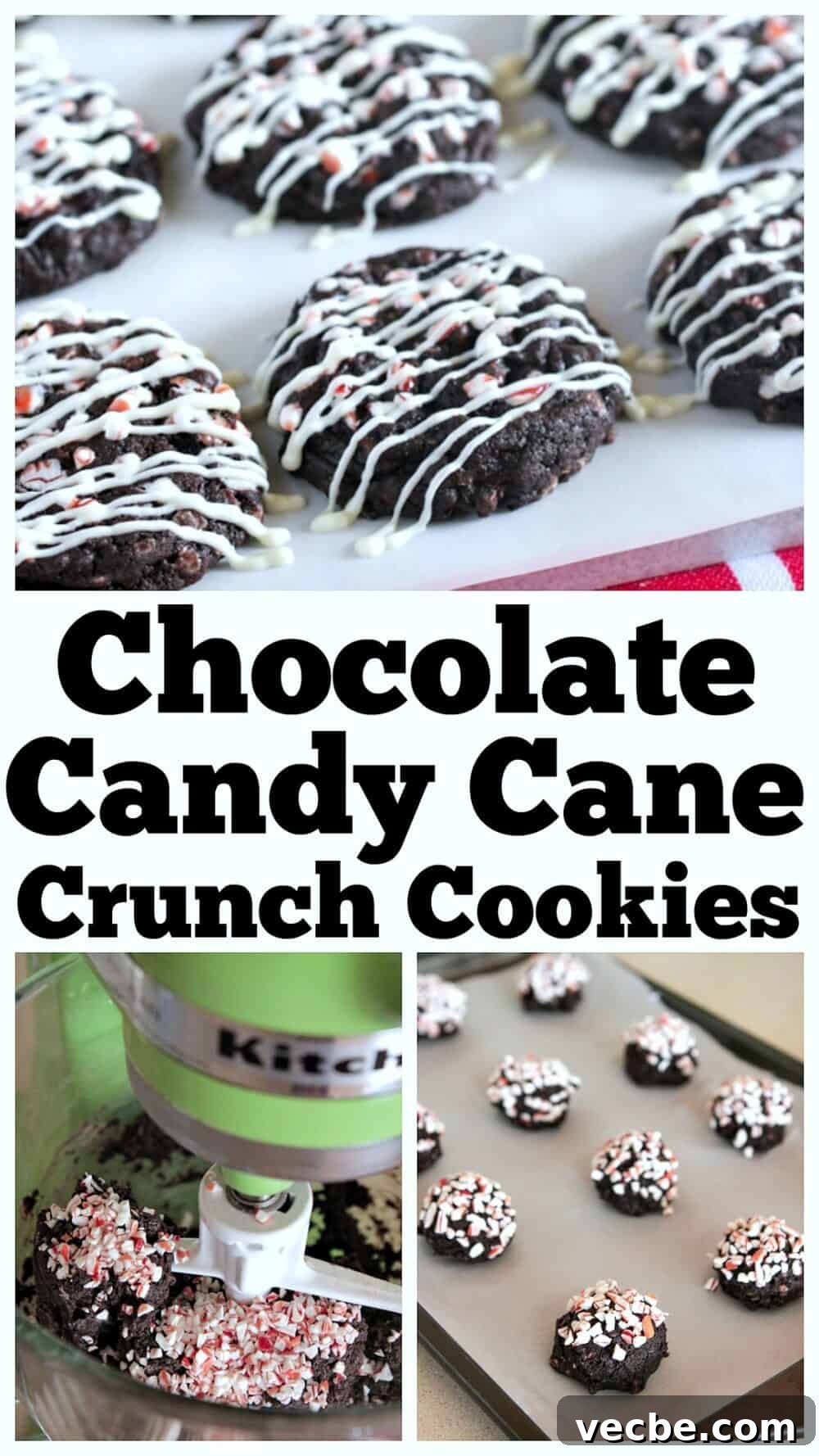 Peppermint Chocolate Crunch Cookies with Candy Cane Bits 12 candy cane cookies
