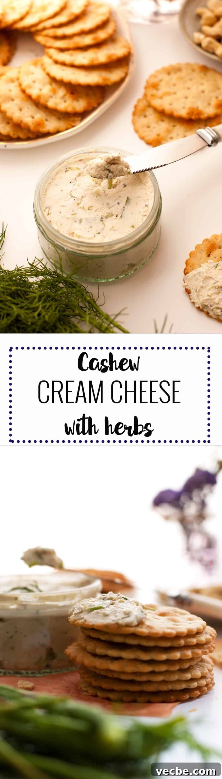 Herbed Cashew Cream Cheese Spread 9 Delicious cashew cream cheese, stuffed with herbs, full of great flavors! Super easy to prepare, non dairy and vegan. | annabanana.co