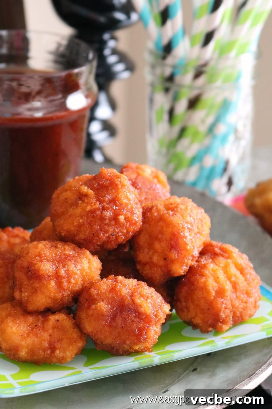 Halloween Chicken Slider Bar Recipes for Party Menus 8 Tyson AnyTizers Honey BBQ Chicken Boneless Wings make the best BBQ Sliders.