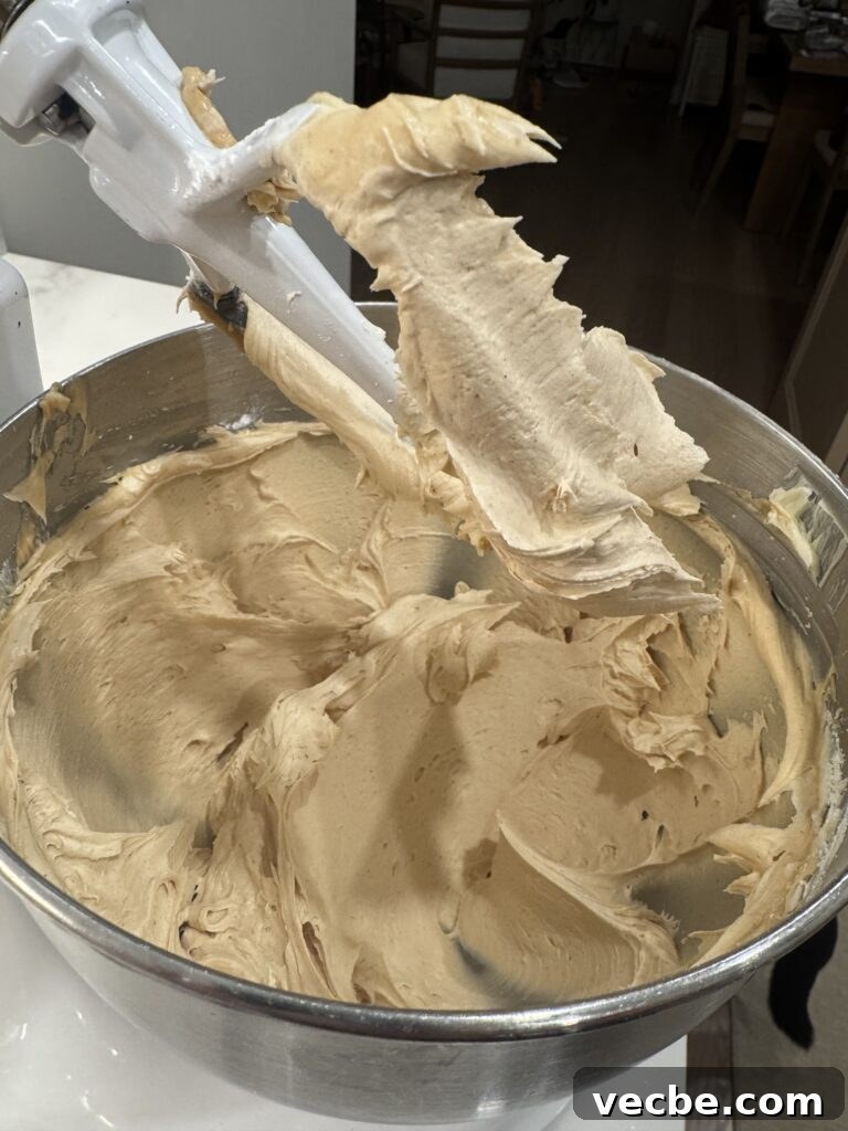 Vanilla Cake with Creamy Peanut Butter Frosting 4 Cake batter in a stand mixer