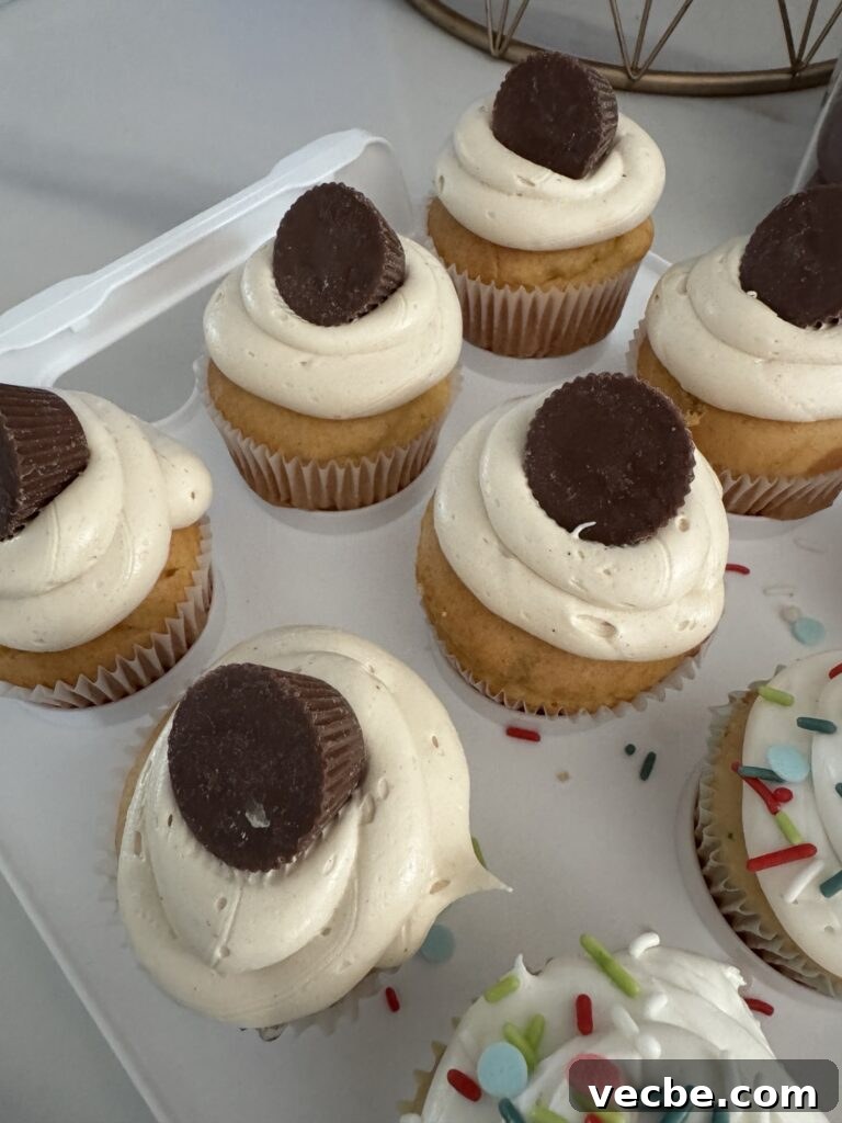 Vanilla Cake with Creamy Peanut Butter Frosting 5 Peanut Butter Vanilla Cupcakes