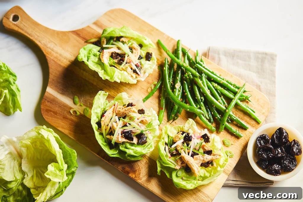 Asian Chicken Lettuce Wraps with California Prunes Recipe 2 Asian Chicken and California Prunes Lettuce Wraps
