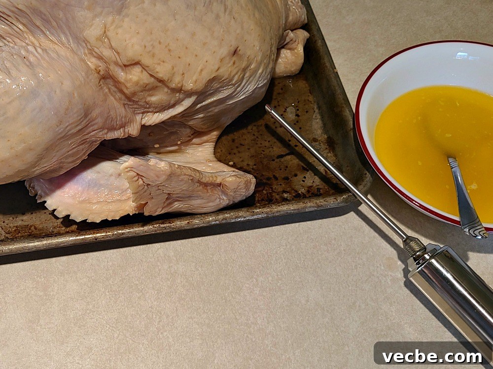 Bourbon Turkey Brine for Smoked Turkey with Jim Beam Apple 6 Turkey next To Metal Injector For Butter Garlic Injection