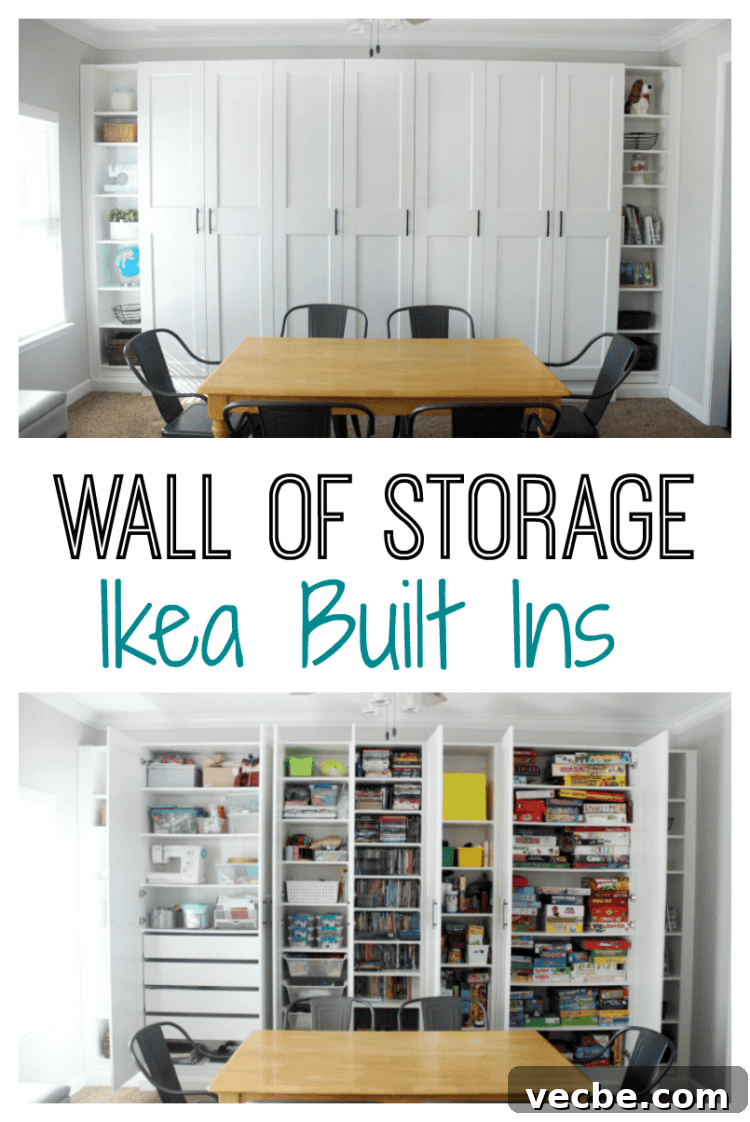 DIY IKEA Built In Storage Cabinets on a Budget 2 Custom IKEA built-ins made with wardrobes and bookcases for a full wall of storage
