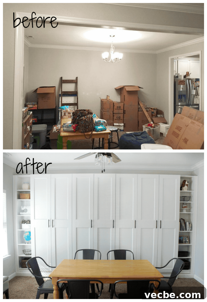 DIY IKEA Built In Storage Cabinets on a Budget 13 Before and after of custom IKEA built-ins made from wardrobes and bookcases