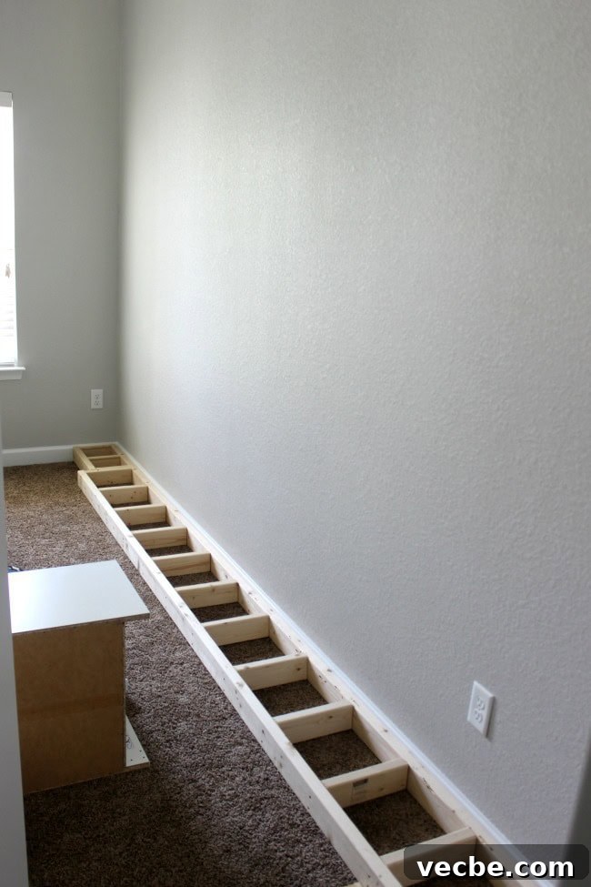 DIY IKEA Built In Storage Cabinets on a Budget 4 Building a platform for IKEA Pax wardrobes and Billy bookcases