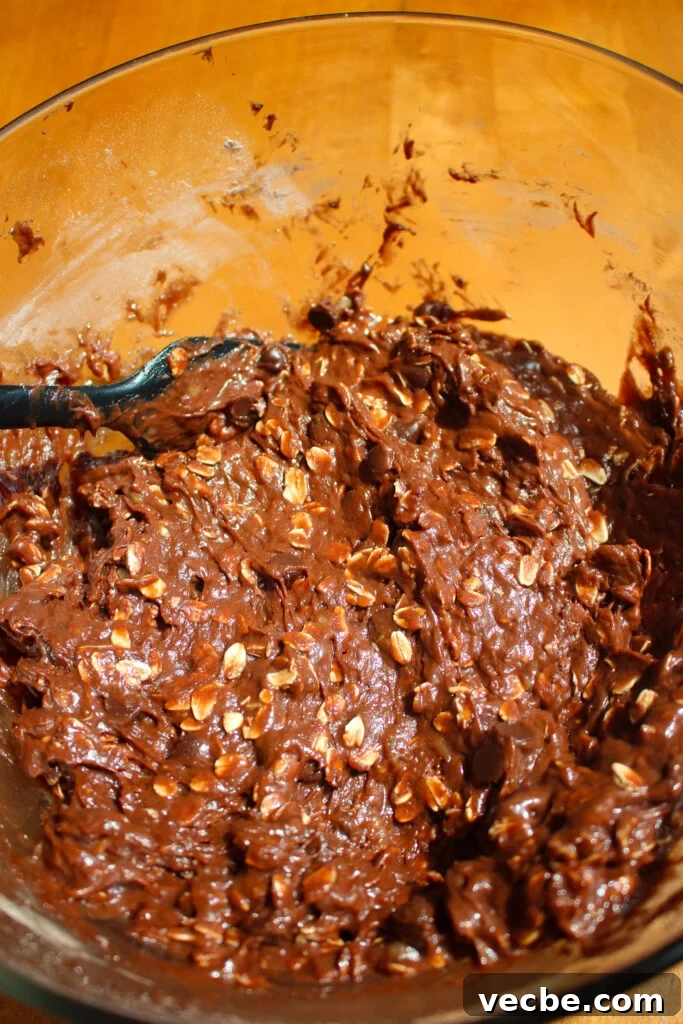 Chewy Chocolate Banana Oatmeal Cookies 11 Gooey dough with chocolate