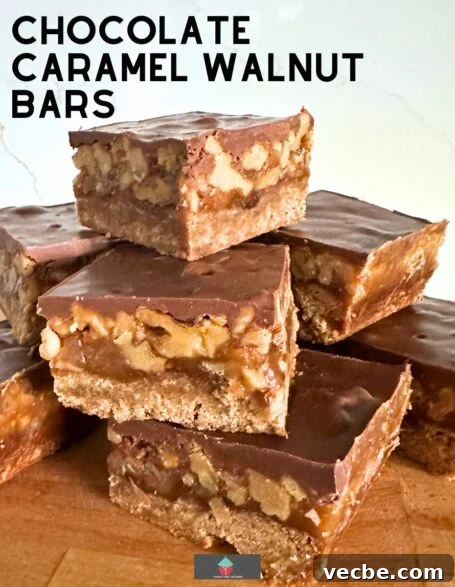 Chocolate Caramel Walnut Bars Chocolate Caramel Walnut Bars with caramel, walnuts, and chocolate topping