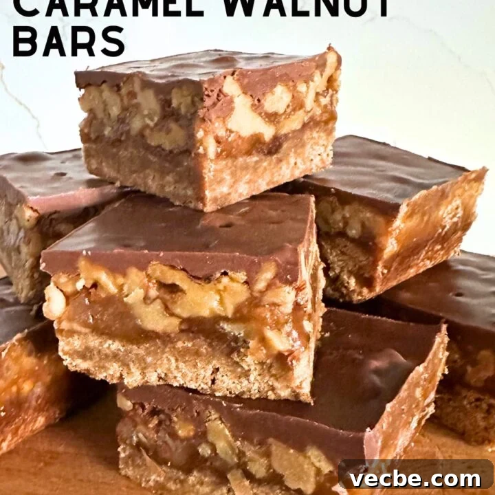 Chocolate Caramel Walnut Bars recipe card image