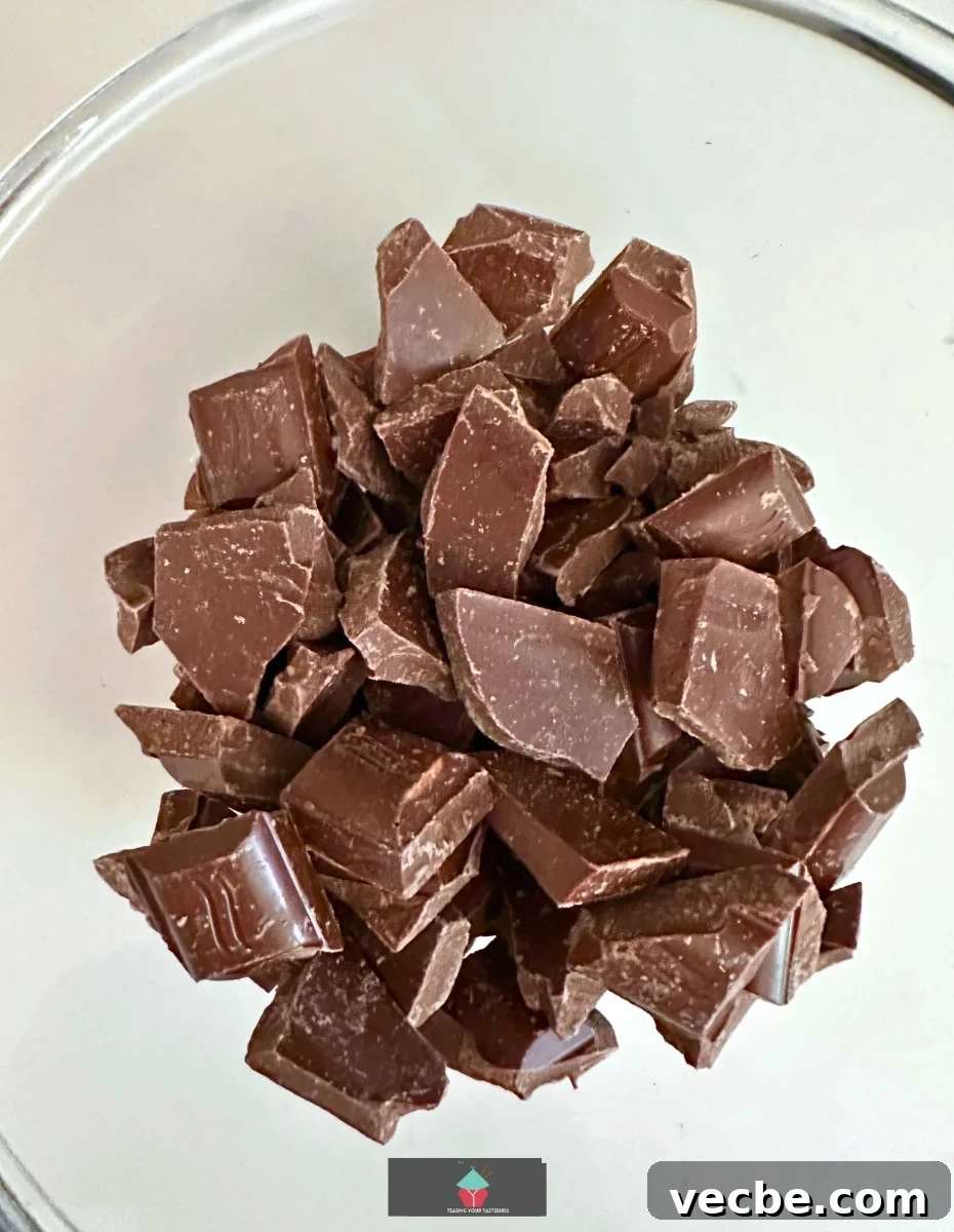 Chocolate pieces Chocolate broken into pieces for melting