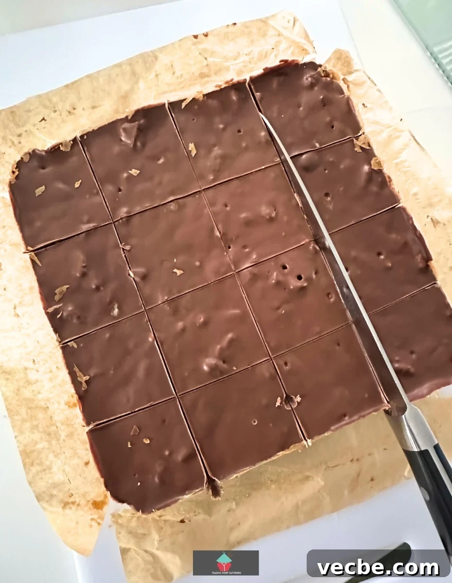 Sliced Chocolate Caramel Walnut Bars Chocolate Caramel Walnut Bars cut into slices