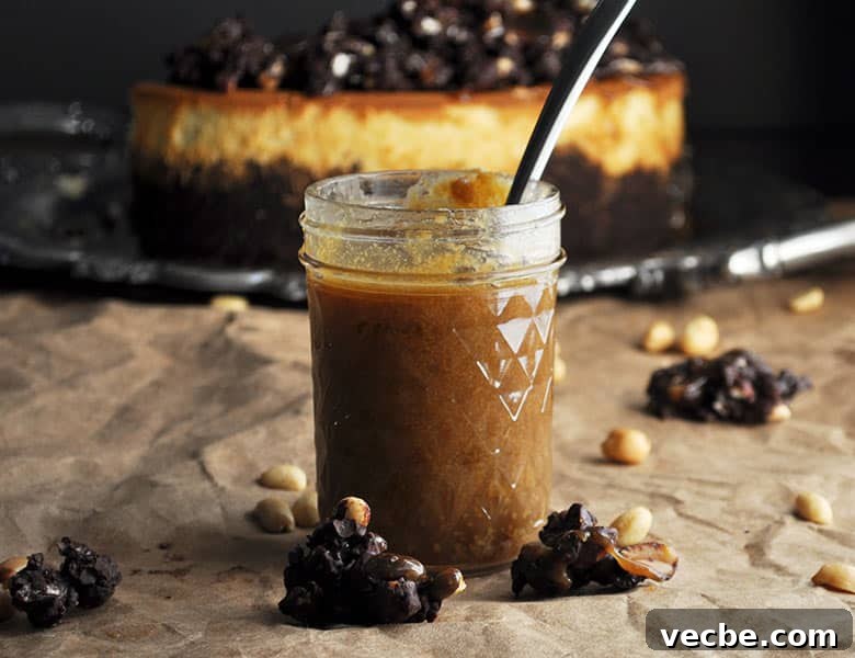 Peanut Butter Cheesecake with Chocolate Crunch Topping 6 Peanut Butter Cheesecake with chocolate peanut butter crunch topping | ofbatteranddough.com
