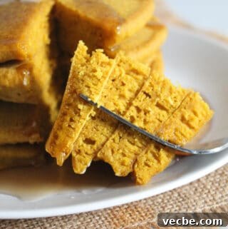 Fluffy Gluten-Free Buckwheat Pancakes Recipe 4 bite of buckwheat pancakes on a fork.