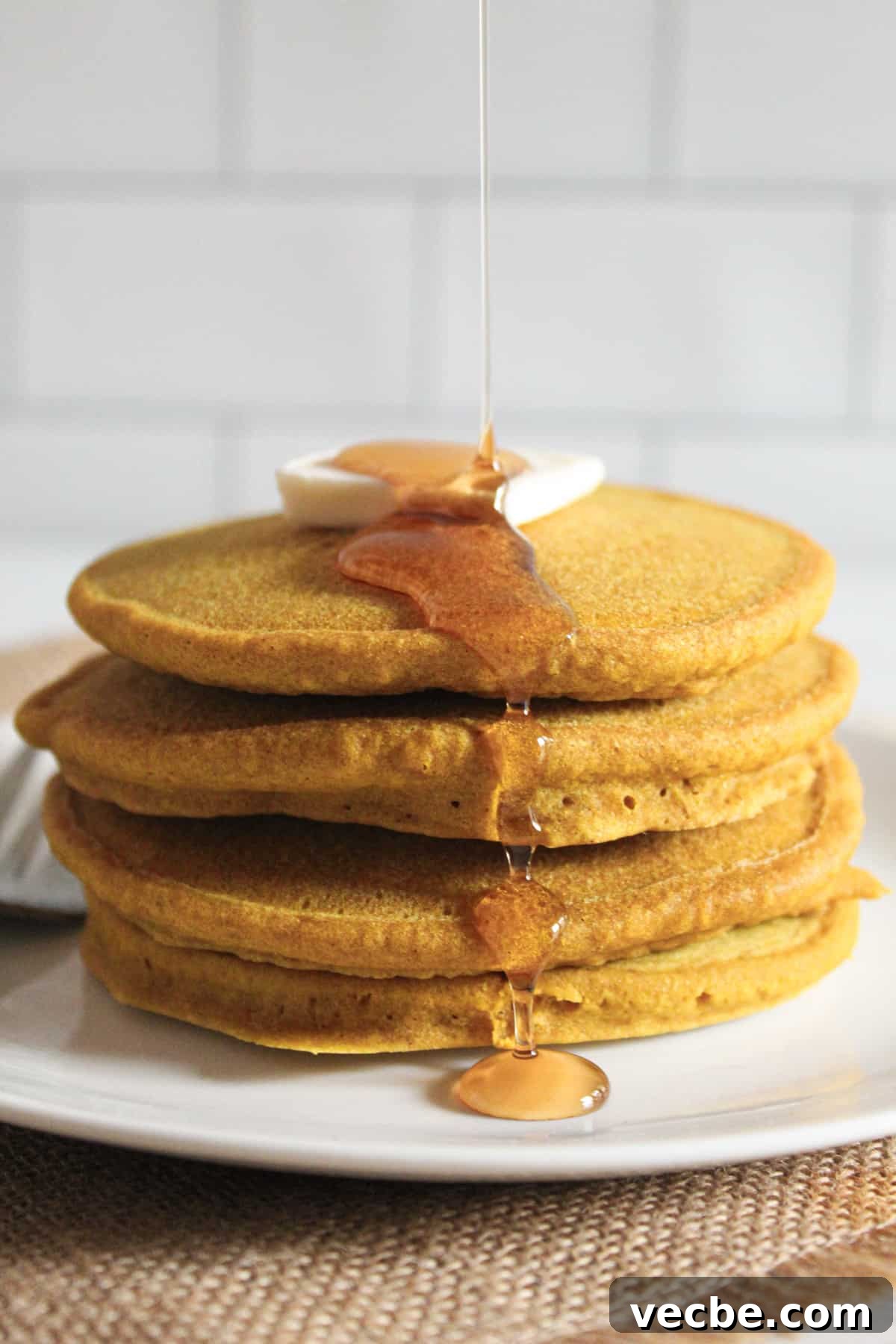 Fluffy Gluten-Free Buckwheat Pancakes Recipe 10 stack of buckwheat pancakes on a plate