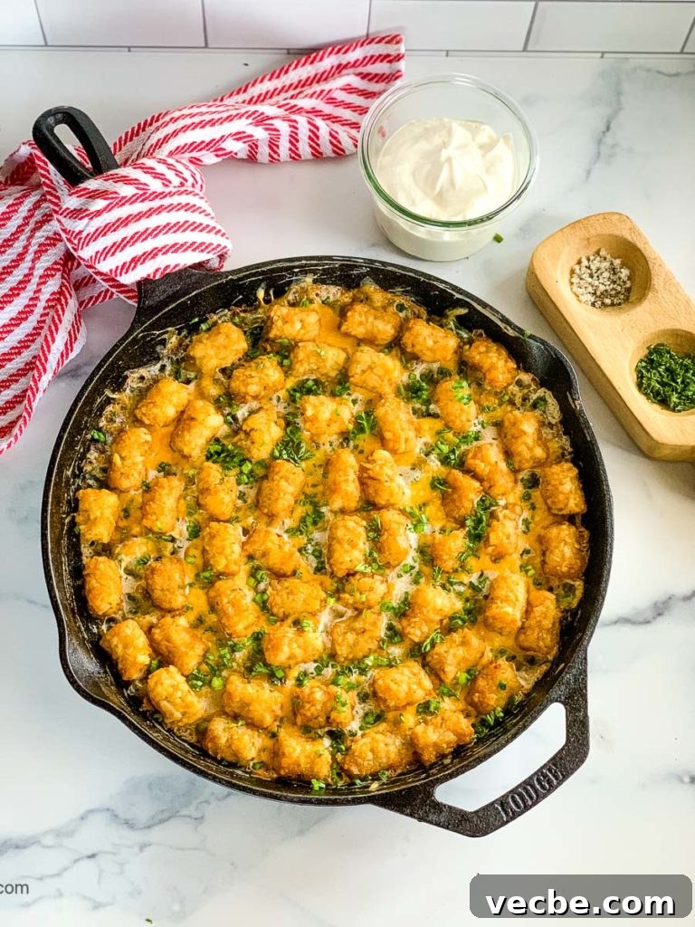 20+ Casserole Recipes for Crowd-Pleasing Family Dinners 8 a skillet of chicken tater tot casserole