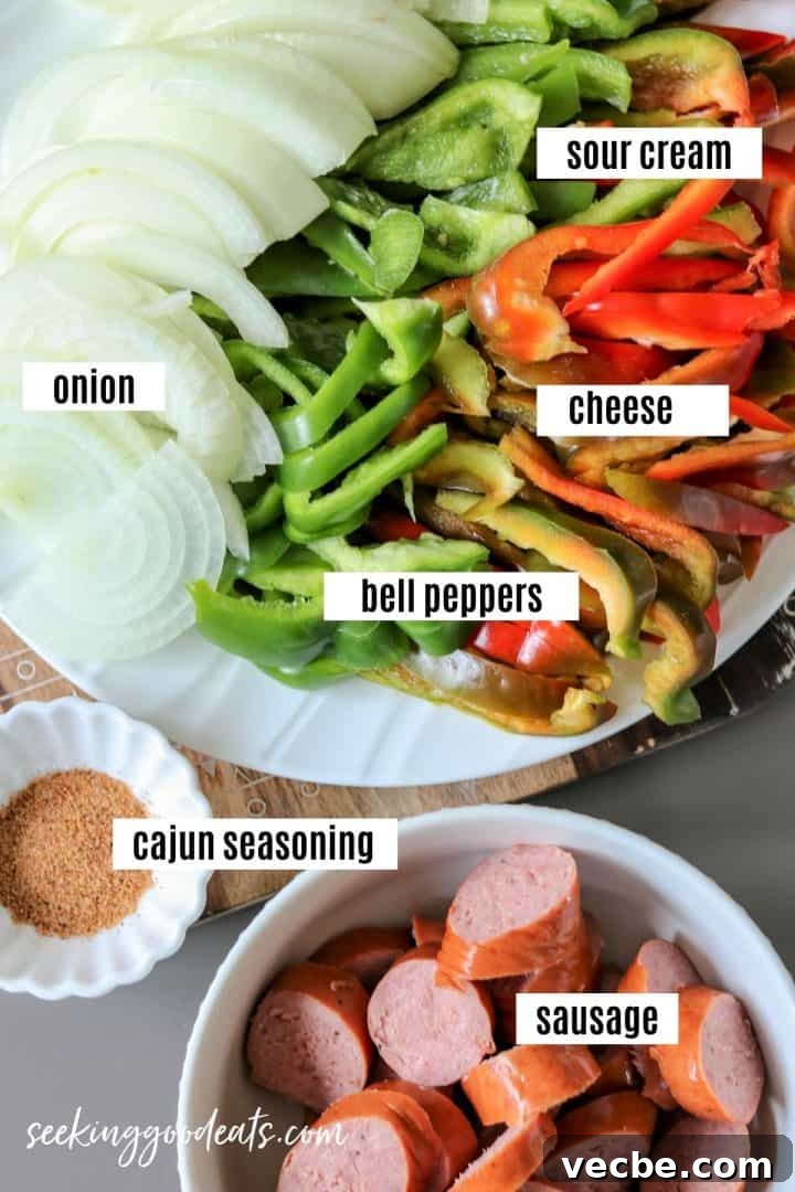Authentic Cajun Sausage and Peppers Recipe 3 Ingredients needed to make Cajun sausage and peppers