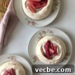 Mini Rhubarb Pavlovas with Kaffir Lime Coconut Cream 6 mini pavlovas rhubarb kaffir lime coconut