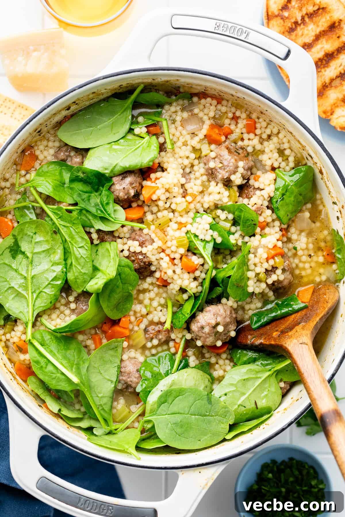 Italian Wedding Soup with Meatballs and Greens 5 italian wedding soup in pot