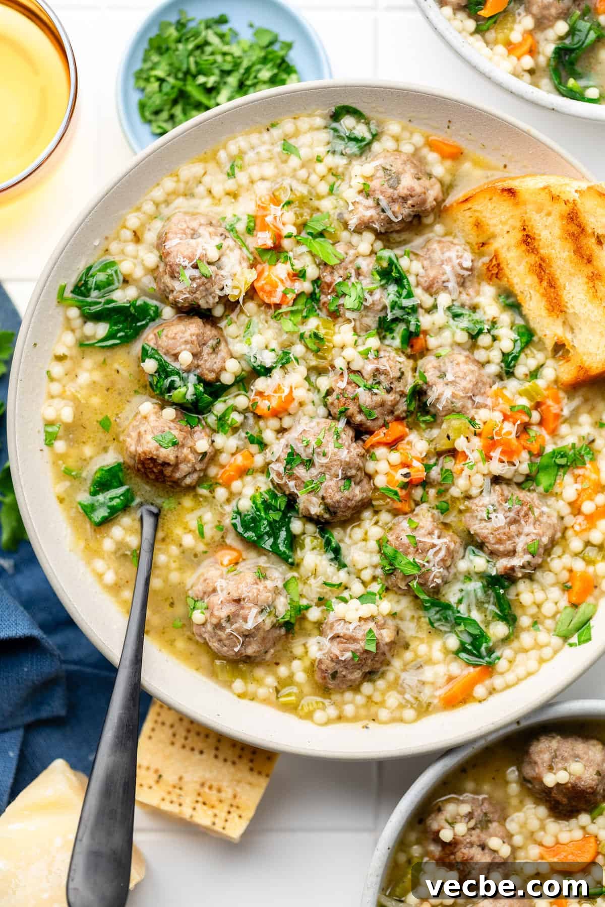 Italian Wedding Soup with Meatballs and Greens 7 bowl of italian wedding soup