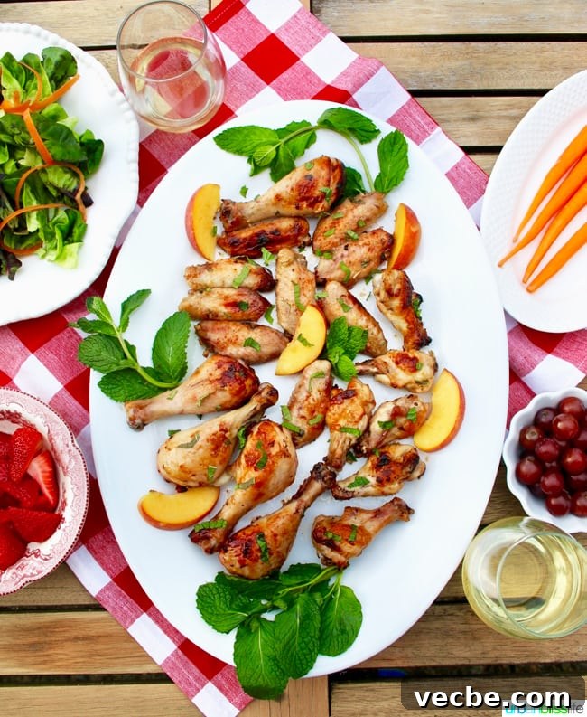 Summer Wine and Food Pairings for Warm Weather Meals 2 Peach Bourbon Grilled Chicken recipe on UrbanBlissLife.com