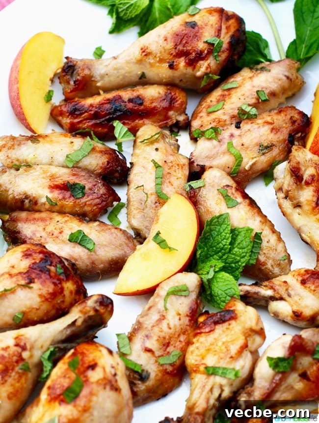 Summer Wine and Food Pairings for Warm Weather Meals 18 Peach Bourbon Grilled Chicken recipe on UrbanBlissLife.com