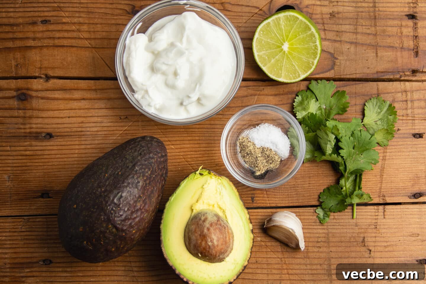 Crispy Baked Bean and Cheese Tacos with Avocado Crema 5 This is a picture of the ingredients needed to make the avocado crema.