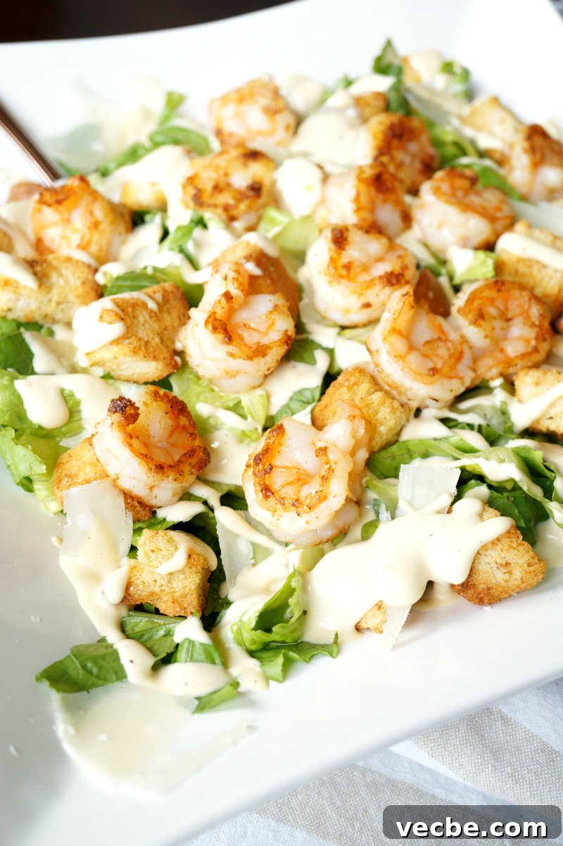 Garlic Shrimp Caesar Salad Recipe 3 garlic shrimp caesar salad | The Baking Fairy