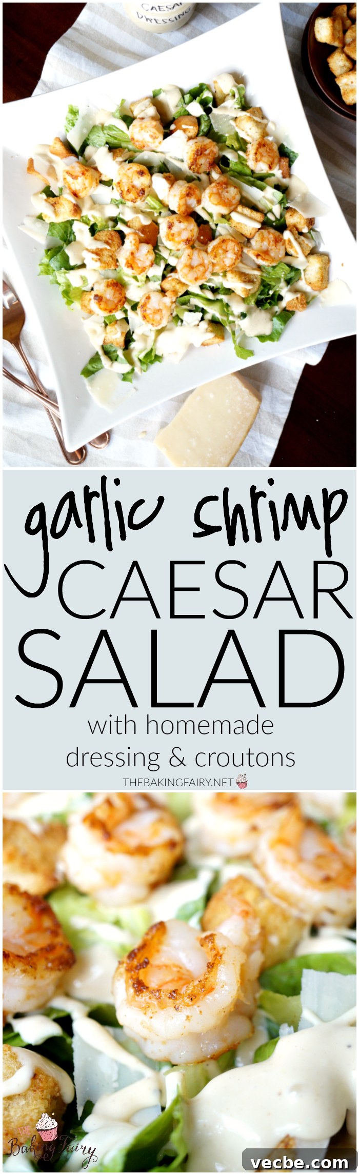 Garlic Shrimp Caesar Salad Recipe 8 garlic shrimp caesar salad | The Baking Fairy