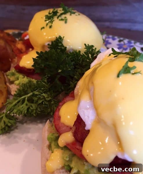 Eggs Benedict Recipe: Poached Eggs and Hollandaise 3 Plate with Two Eggs Benedict plated