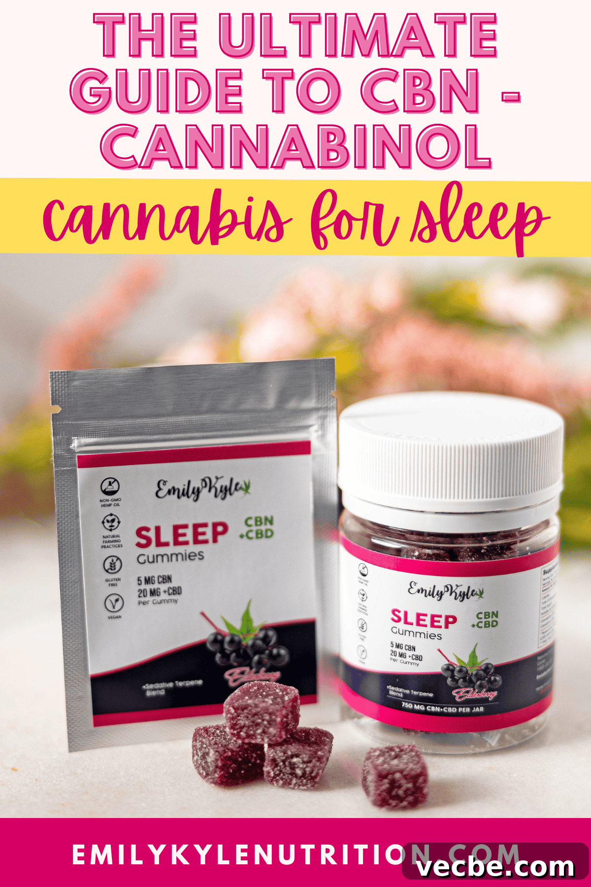 CBN for Sleep: Benefits, Dosage, and Safety 2 A picture of Emily Kyle with CBN sleep products.