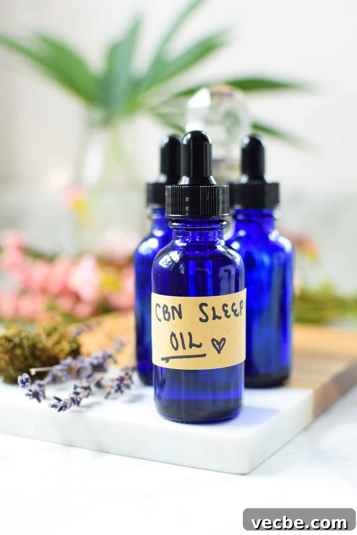 CBN for Sleep: Benefits, Dosage, and Safety 6 A finished blue bottle of homemade CBN Sleep Oil